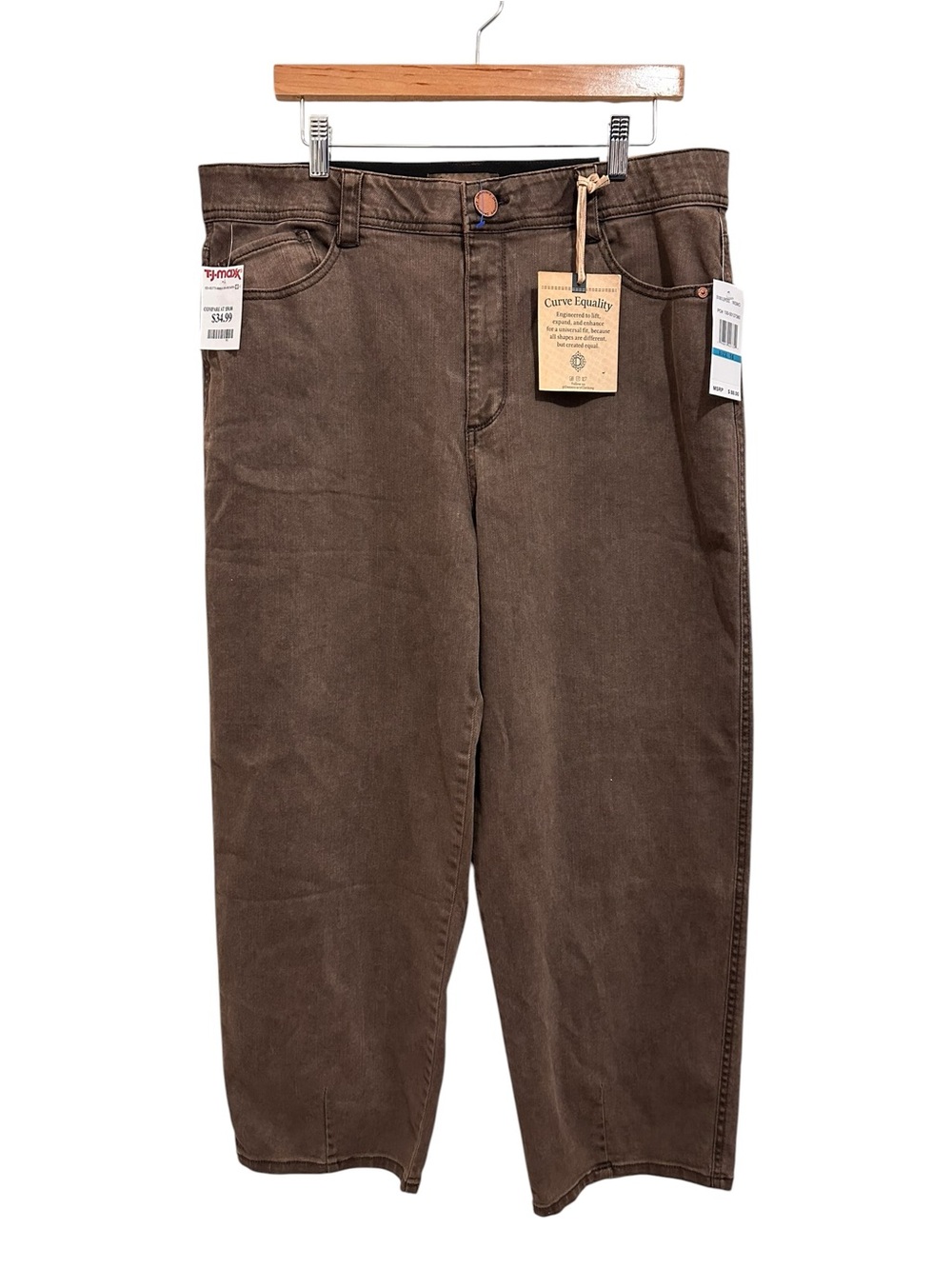 Democracy Women's “ab technology”Brown Cropped Jeans Ankle-Length